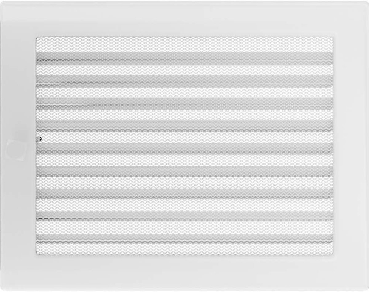 Ventilatierooster met lamellen - Uitlaatrooster schoorsteen - Schoorsteen ventilatie - Oververhittingsbestendig - 22 x 30 cm - Wit