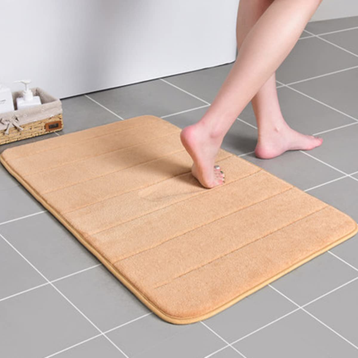 Badmat Memory Foam Zachte Badmatten Antislip Absorberende Badkamer Tapijten Rubber Back Runner Mat voor Keuken Badkamer Vloeren Roze60x90cm