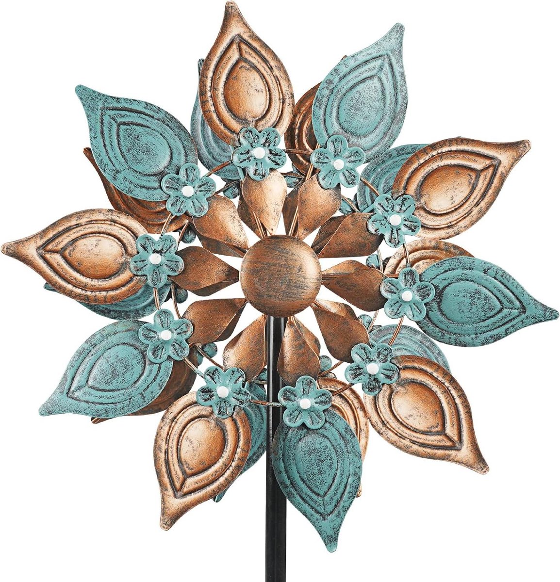 Kinetische Windspinner - Tuinmolen Windmolen - Tuin Decoratie - Dubbele Rotoren - 50 inch - Koper
