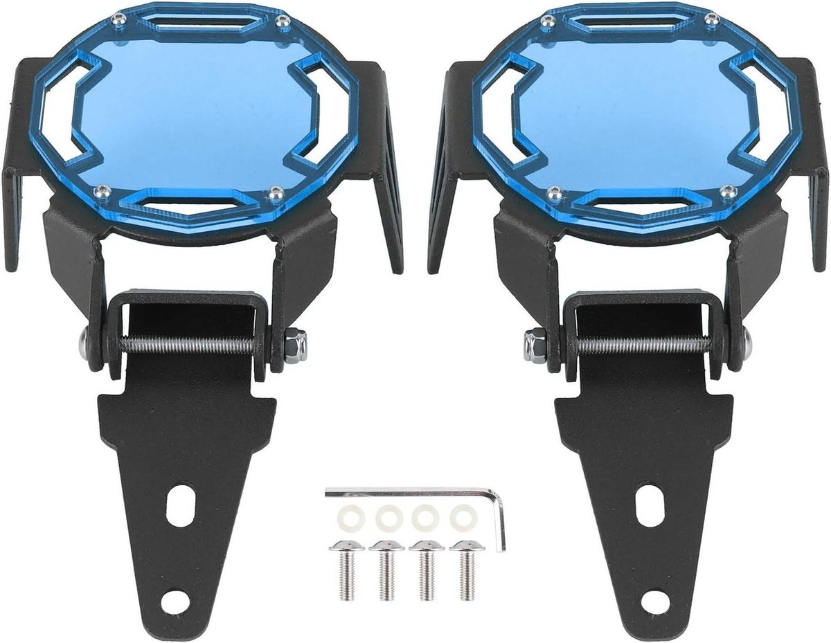 Mistlamp Beschermer - Motorfiets Lampkap - Motor Beschermen - Aluminium Constructie - Set van 4 - Blauw