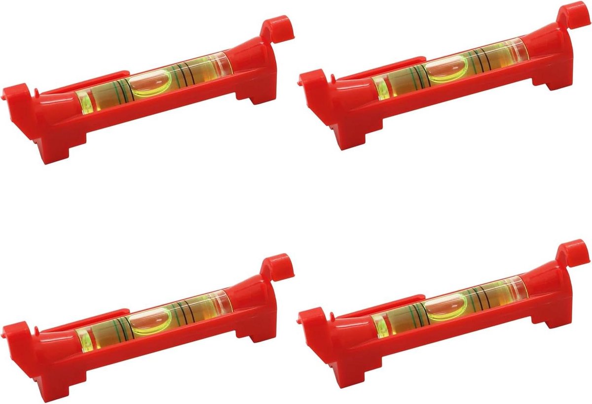 Spirit Level Set - Waterpas Touw - Metselwerk Loodgieterswerk - Met Ophanghaak - 7.5 cm - Rood