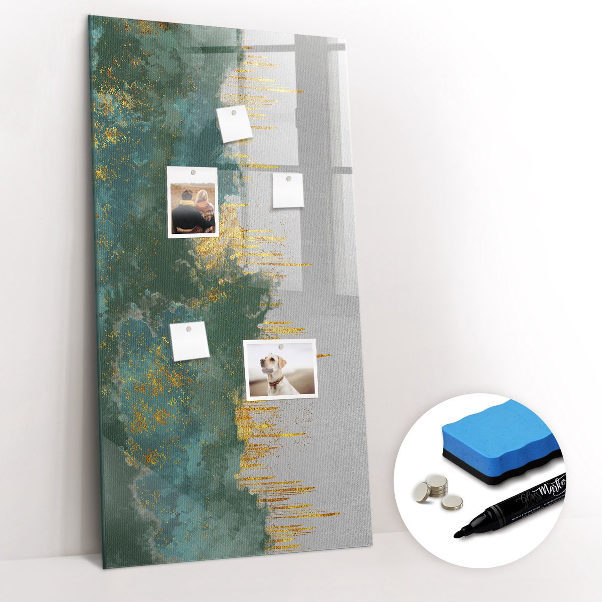 Tulup Whitebord - Decoratief ornamentpatroon - 60 x 120 cm - Veelkleurig Memo Magneetbord - Gratis 5 Sterke Magneten + Whiteboard Marker & Wisser - Scandinavisch Design Bord - Memobord Keuken - Organiseer Je Bureau