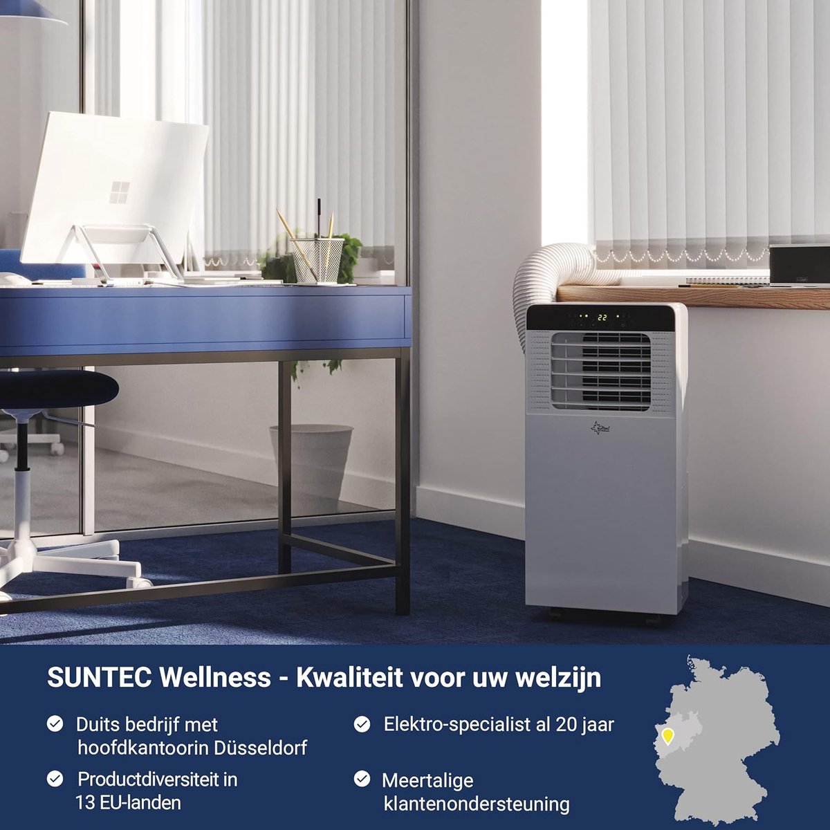 Mobiele Airconditioner tot 25 m² | Koeler & Ontvochtiger met Natuurlijk Koudemiddel | 7.000 BTU/h | Voor Thuis & Kantoor thumbnail 4