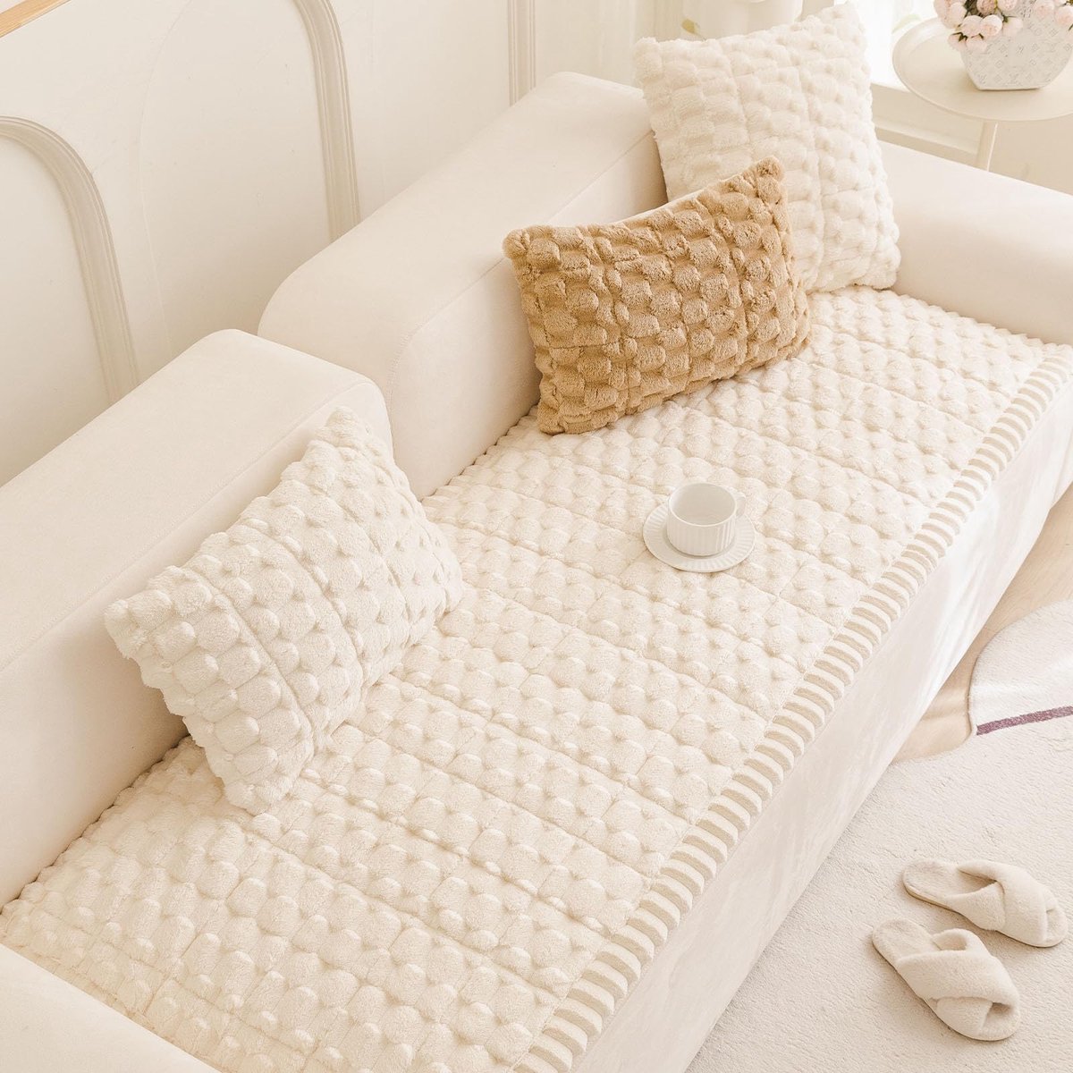 Bankhoes, antislip, bankovertrek, 1/2/3/4-zits, L, bankkussen, universele antislip, solide gestructureerde ultra stretch bankovertrek voor woonkamer