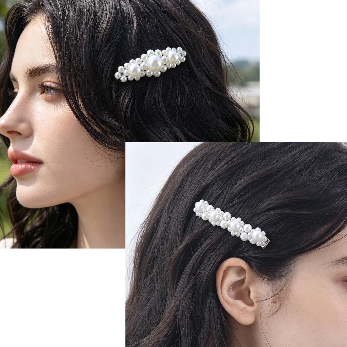 Haarkam, set van 2 stuks, elegante bruidshaarspelden voor bruiloft en dagelijks gebruik, antislip en haarvriendelijk