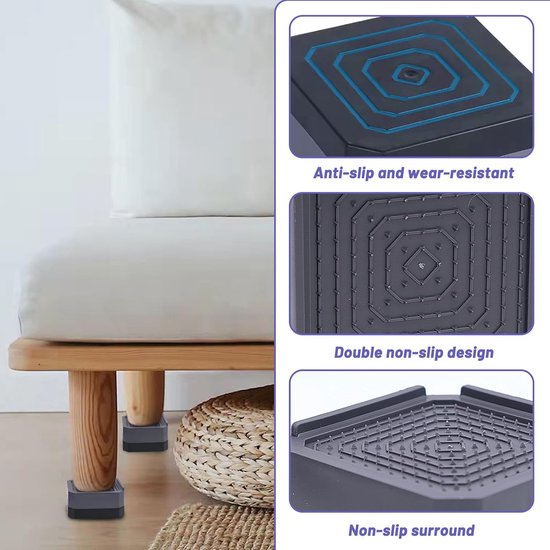 Set van 4 Meubelverhogers 4 cm Hoog - Stabiele Anti-slip Verhogingen voor Bank, Wasmachine en Tafel van Merkloos — afbeelding 2