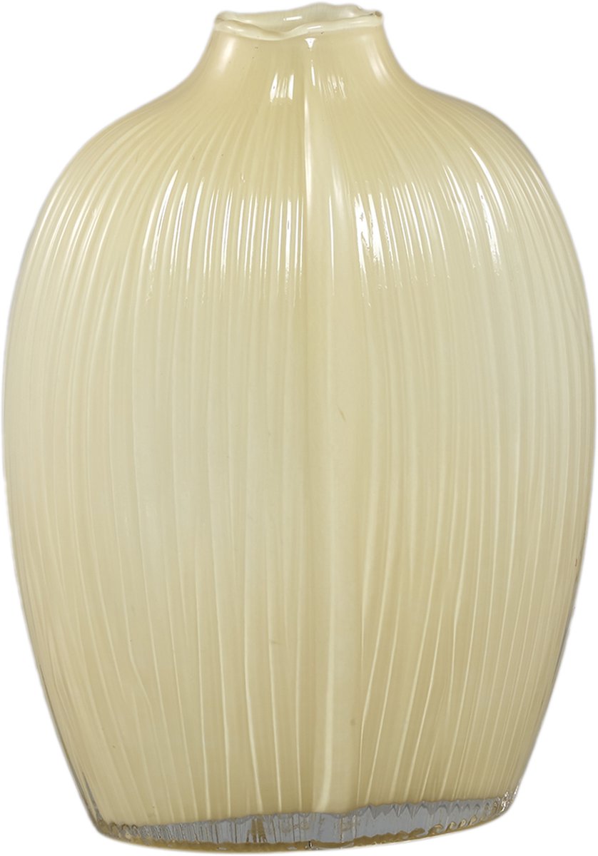 PTMD Jalisia Cream Glass Vase Oval Shape Ribbed High