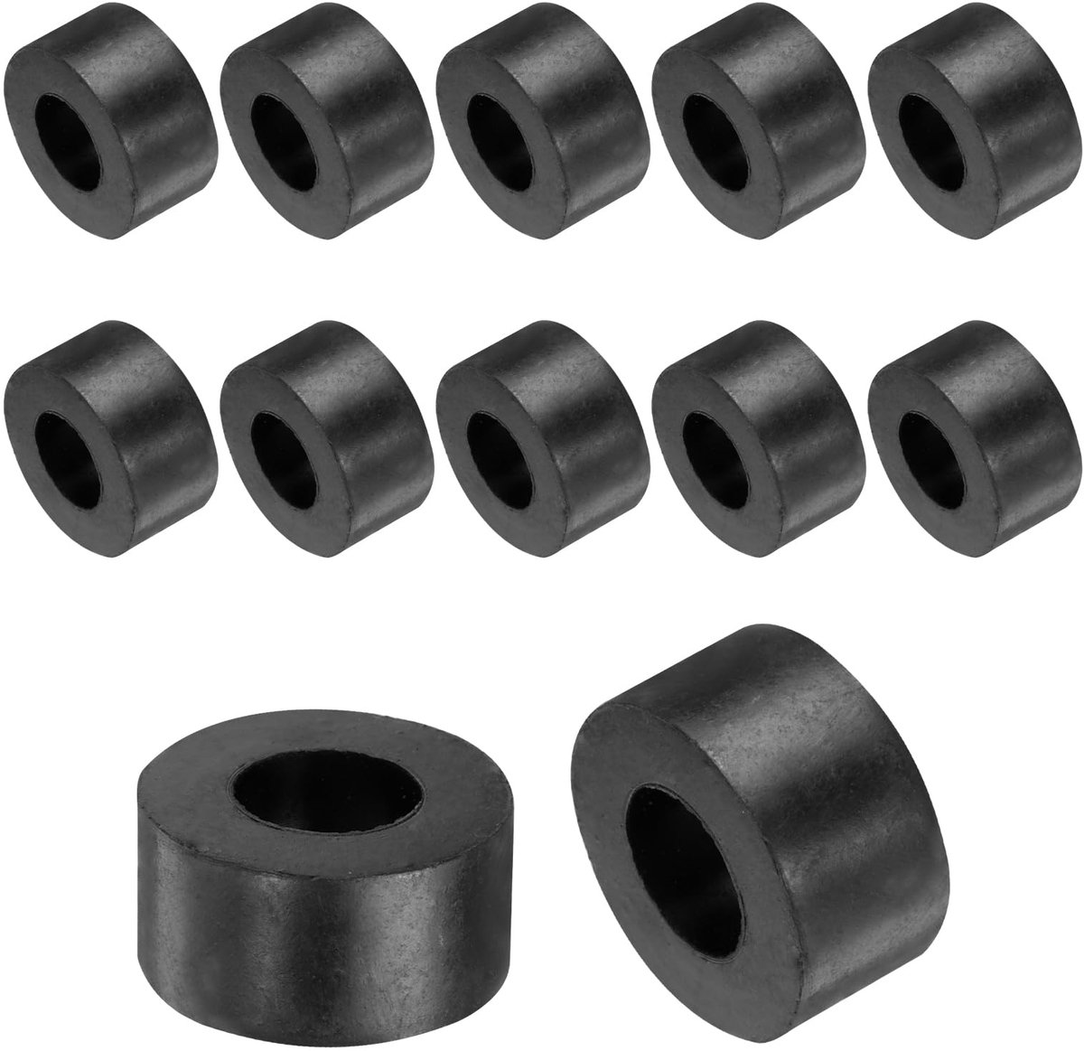 Rubberen sluitringen, rubberen spacer, 20 mm buitendiameter x 10 mm binnendiameter x 10 mm hoogte, zwart, ronde afstandshulzen, dikke rubberen ringen, rubberen afstandhouders, 12 stuks