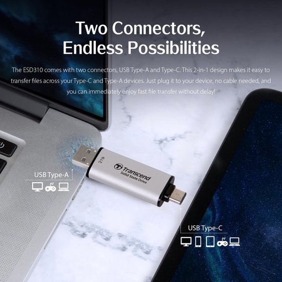 Externe SSD - Draagbare Opslag - Bestanden Overzetten - Hoge Snelheid - 512 GB - Zilver — afbeelding 2