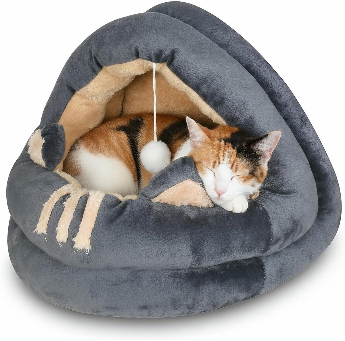 Kattenbed met Kussen - Huisdier Mand - Ontspannen en Slapen - Afneembaar Wasbaar Kussen - 50 x 50 cm - Grijs