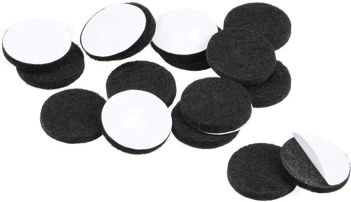 Vilten Stoelpootkussens - Meubelpads Vloerbeschermers - Vloeren Beschermen - Zelfklevend Dik Vilt - 32 mm 48 stuks - Zwart