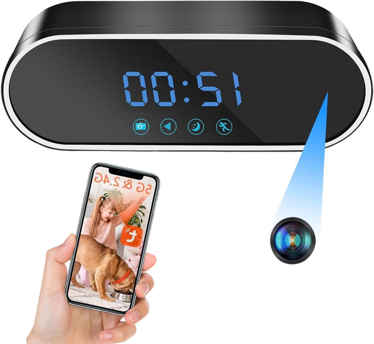 Verborgen Mini Camera - Spycam Wifi - Beveiliging Thuis - HD 1080p Resolutie - 131 Gram - Zwart