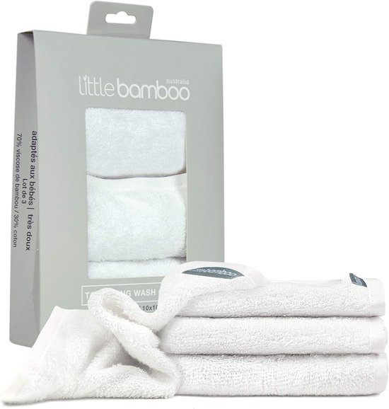 Badstof ringen - Bamboe doekjes - Baby badtijd - Natuurlijk antibacterieel - 3 stuks - Wit — afbeelding 2
