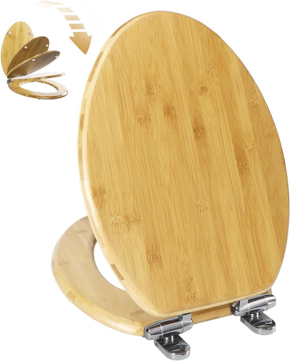 Bamboe Toiletbril - Toiletdeksel WC bril - Badkamer Vernieuwen - Natuurlijke Bamboe - 19 inch - Bamboe