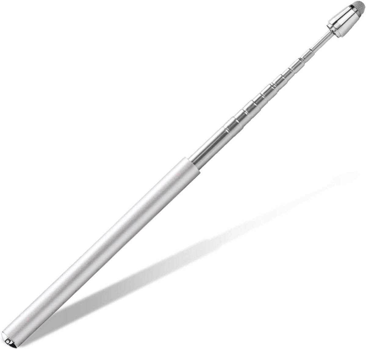 Telescopische wijzer - Aanwijsstok stylus - Presenteren lesgeven - 2-in-1 functie - Uitschuifbaar tot 100 cm - Zilver