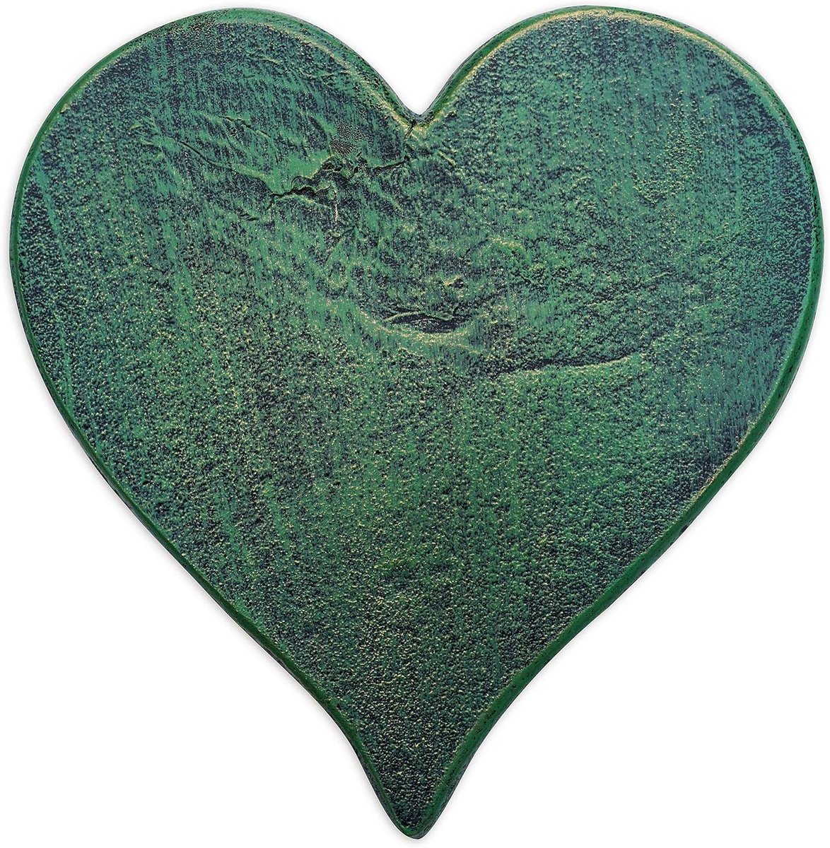 Gietijzeren Stapsteen - Decoratieve Steen Pad - Tuinpad Aanleggen - Handgemaakt Hartvormig Design - 30x30 cm - Verdigris