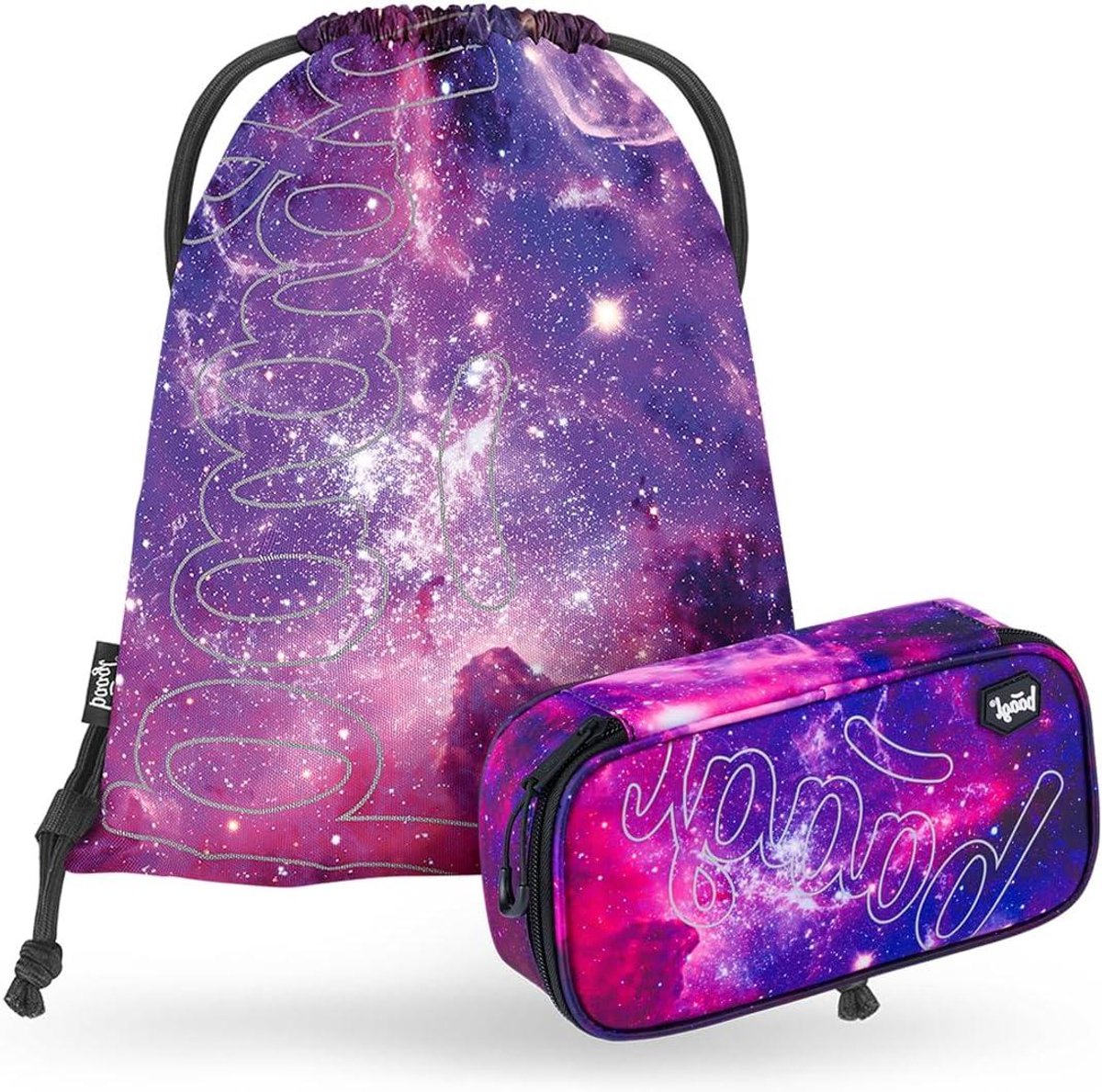 Pennenetui en Gymtassenset - Etui en Sporttas - Schoolbenodigdheden - 2-in-1 Set - 22x10x6 cm & 42x34 cm - Galaxy