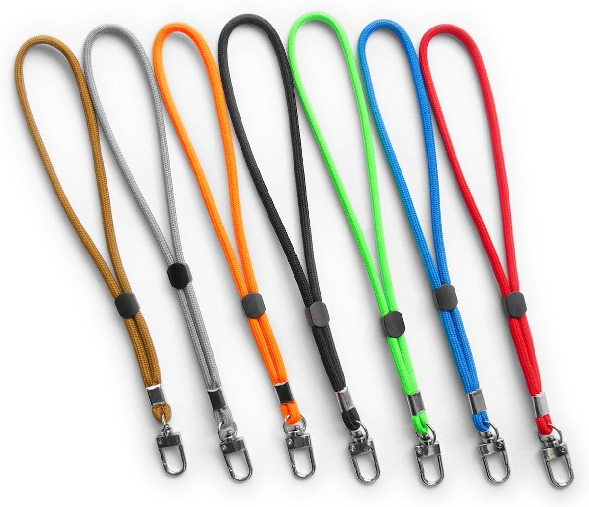 Korte polsband - Draagband sleutels - Sleutels dragen - Met karabijnhaak - 24 cm - 7 effen kleuren