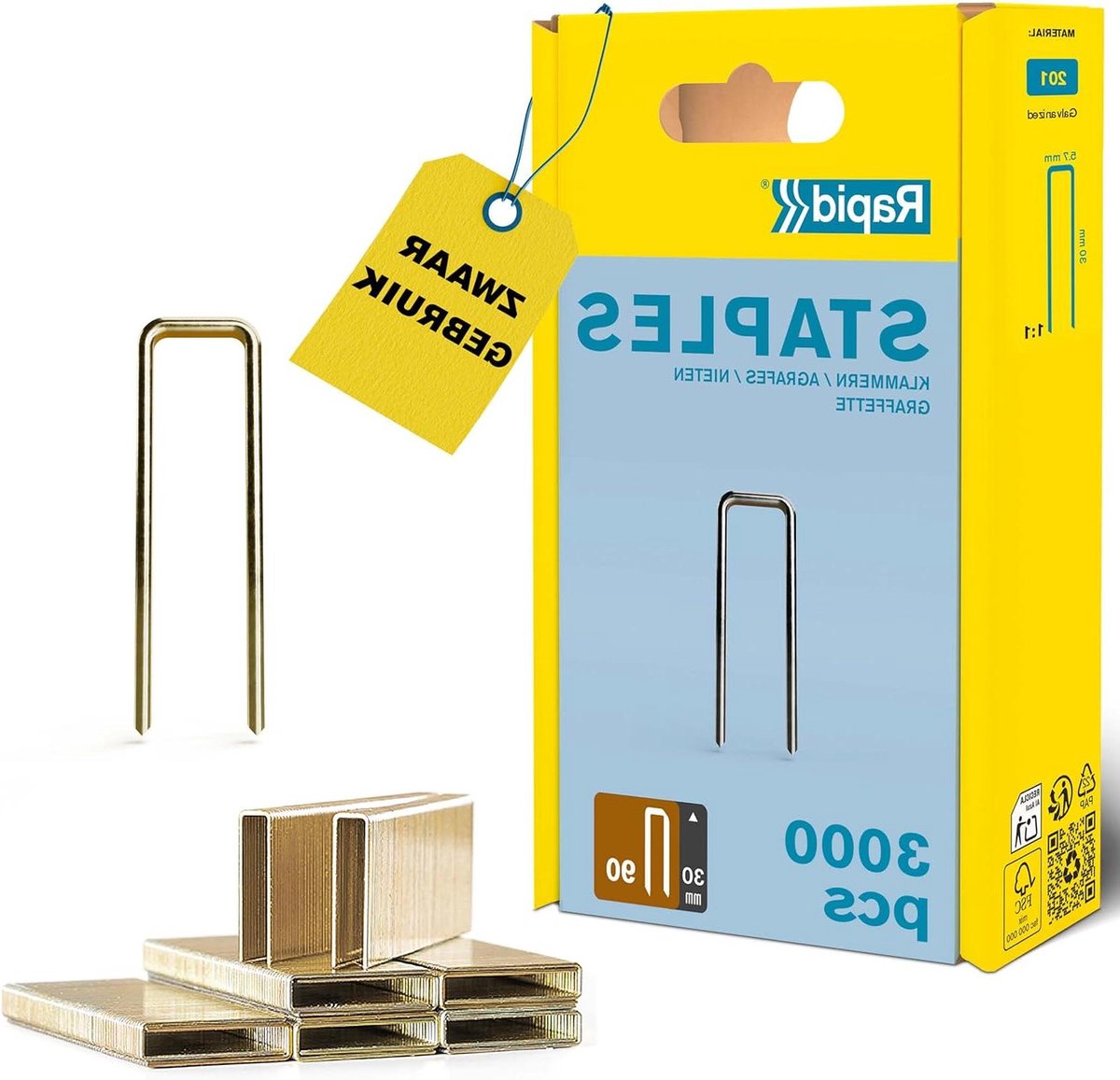 Nieten Type 90 - Smalrugnieten Kroonnieten - Houtbewerking Bevestigen - Hars Coating - 30 mm 3000 stuks - Metaal