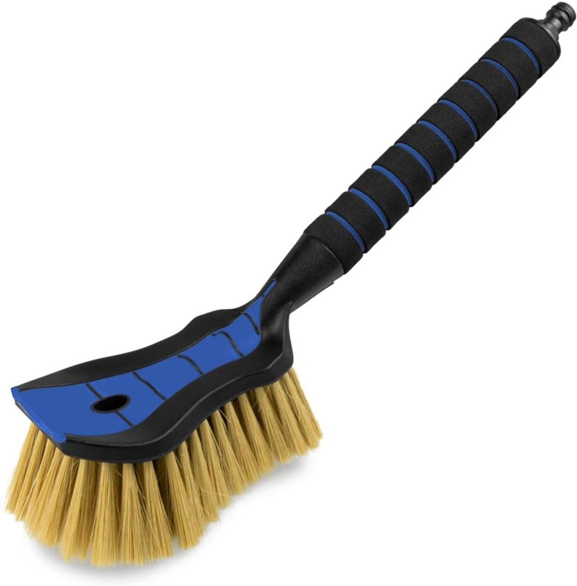 Autowasborstel met waterslangaansluiting - Waterborstel poetsborstel - Auto reinigen - Zachte niet-vervormende borstelharen - 44 cm - Blauw
