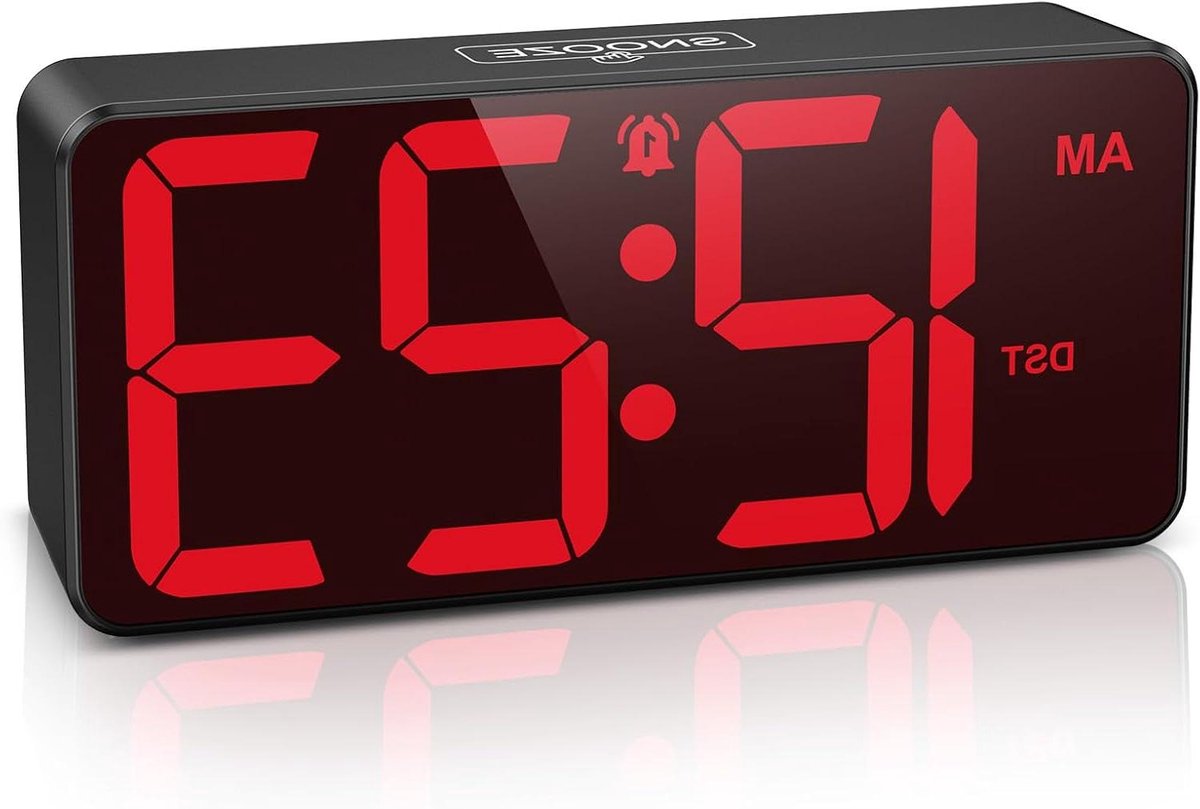 Digitale Wekker - Reiswekker LED - Onafhankelijk van Stroom - Grote Cijfers - 2 inch Display - Zwart