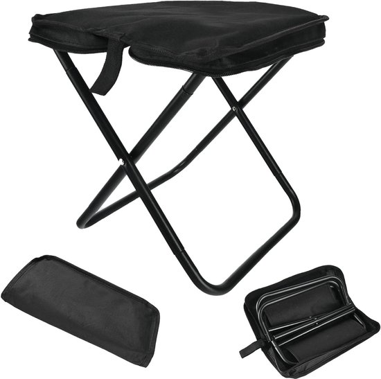 Campingstoel Klapkruk - Mini Vouwkruk - Outdoor Zitten - Lichtgewicht Aluminium - 30 cm - Zwart — afbeelding 2