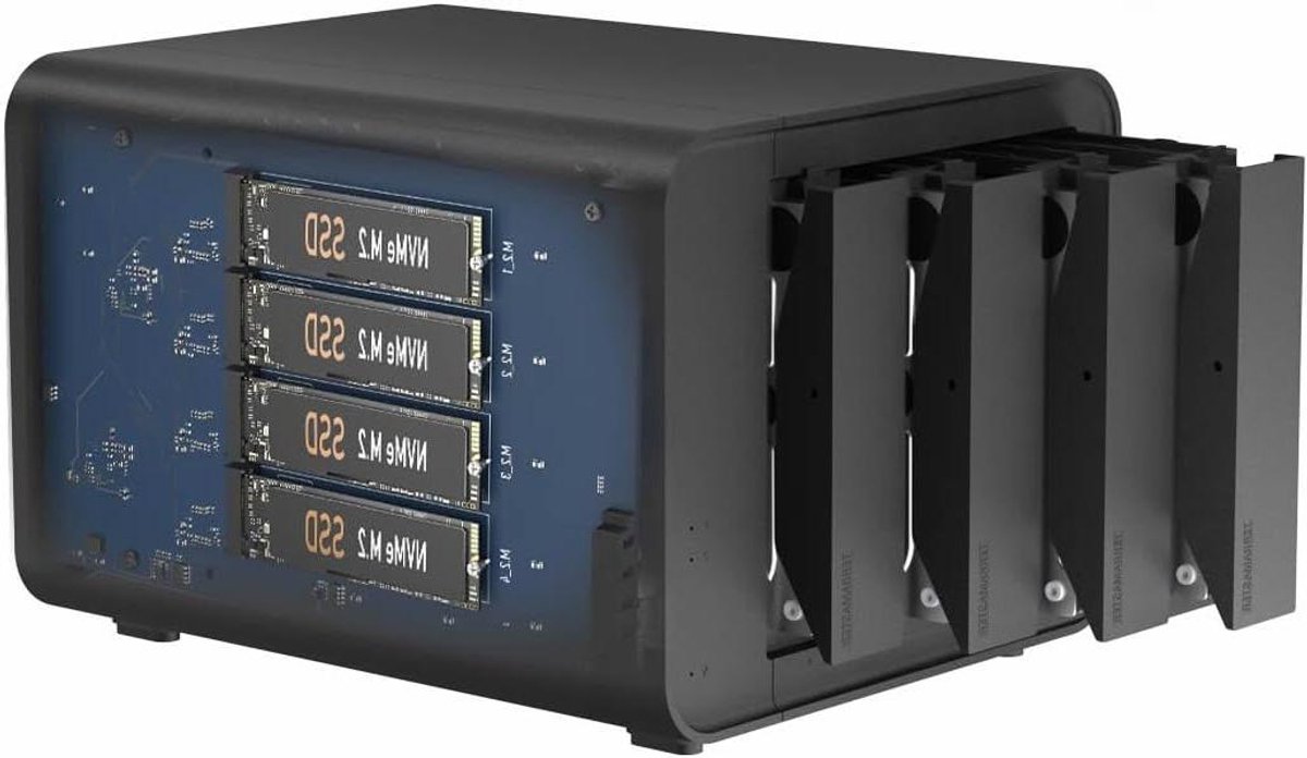Hybride Externe Opslag - 8-Bay Behuizing - Data Opslag Uitbreiden - 4x SATA & 4x NVMe - 128TB Capaciteit - Zwart