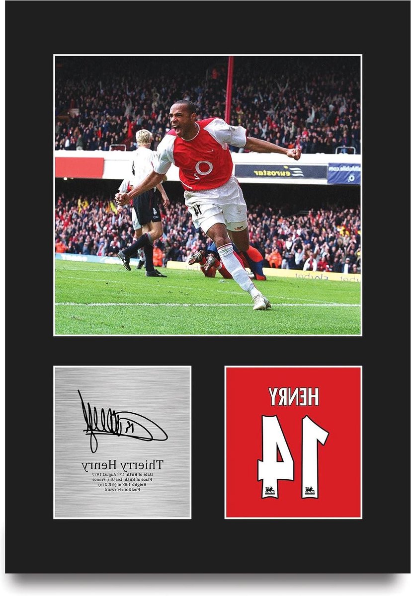 Voetbal Foto - Gesigneerde Print Poster - Fan Decoratie - Geprint Gesigneerde Replica - A4 - Zwart
