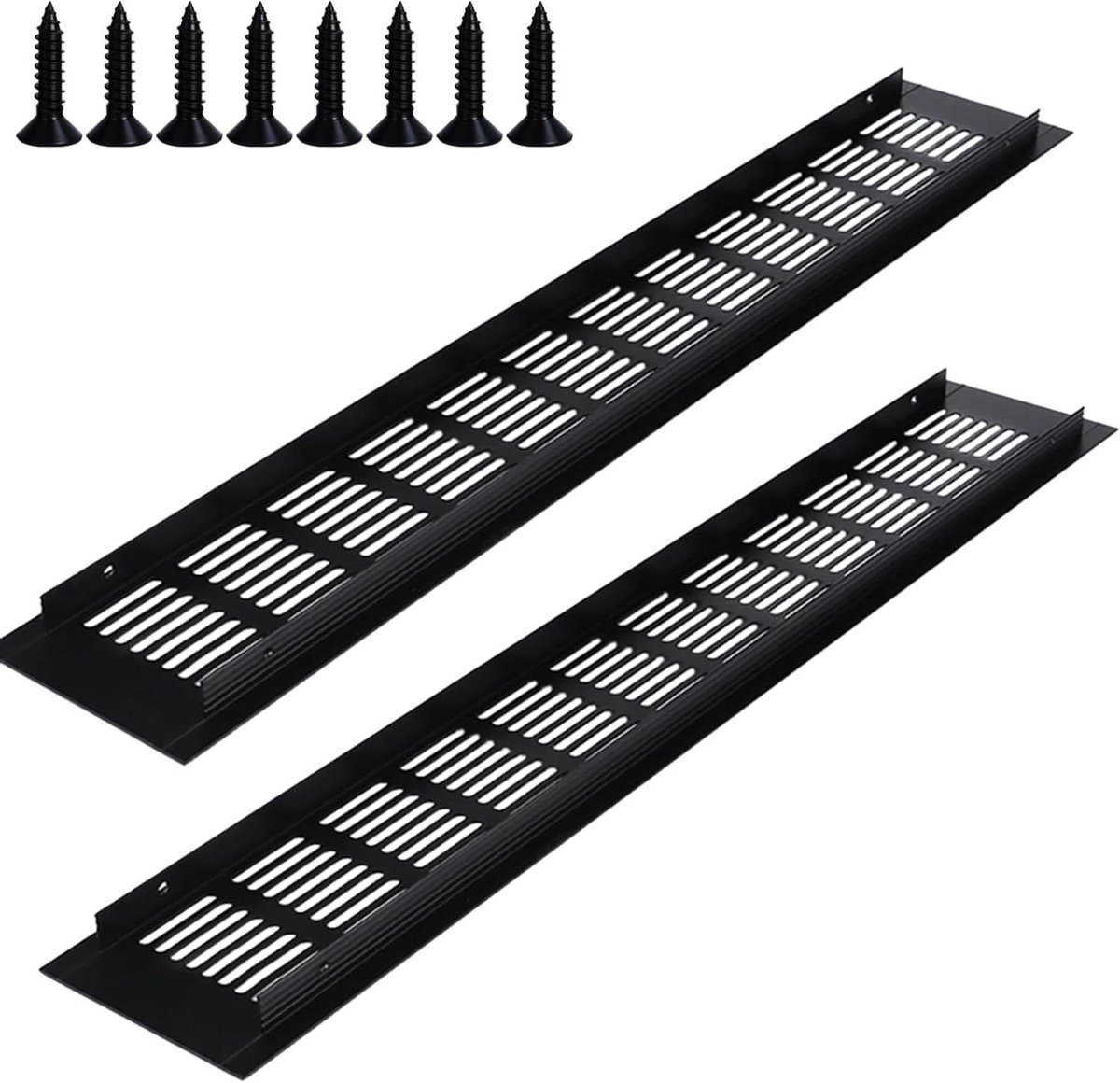 Aluminium Ventilatie Roosters - Roosterdeksel Muurventilatie - Interne Ventilatie - Gepolijst Oppervlak - 80mm*600mm - Zwart