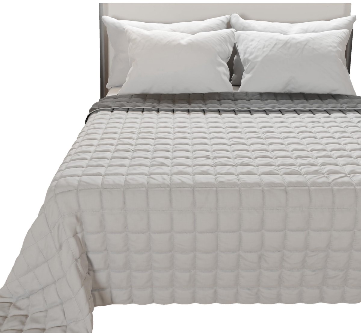 Artigiani Italiani - Quilt voor tweepersoonsbed, sprei voor tweepersoonsbed, tweezijdig dekbed, lentedeken, grijs, 100% Made in Italy