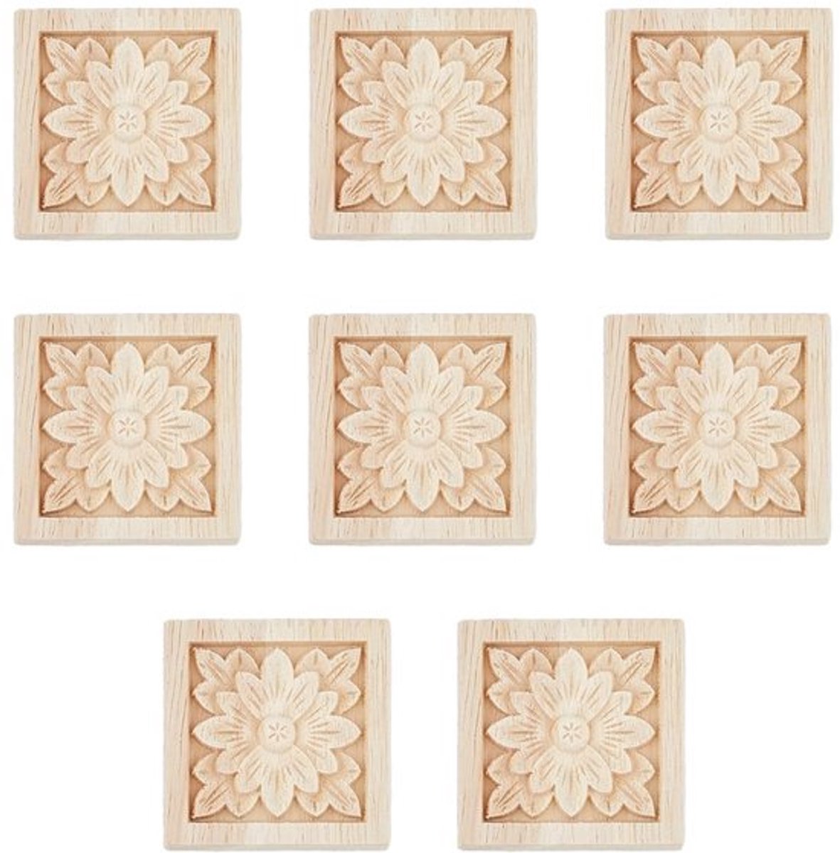 Dailygoody - Decoratieve Hoek Snijwerk - Houten Applicaties - 8 Stuks