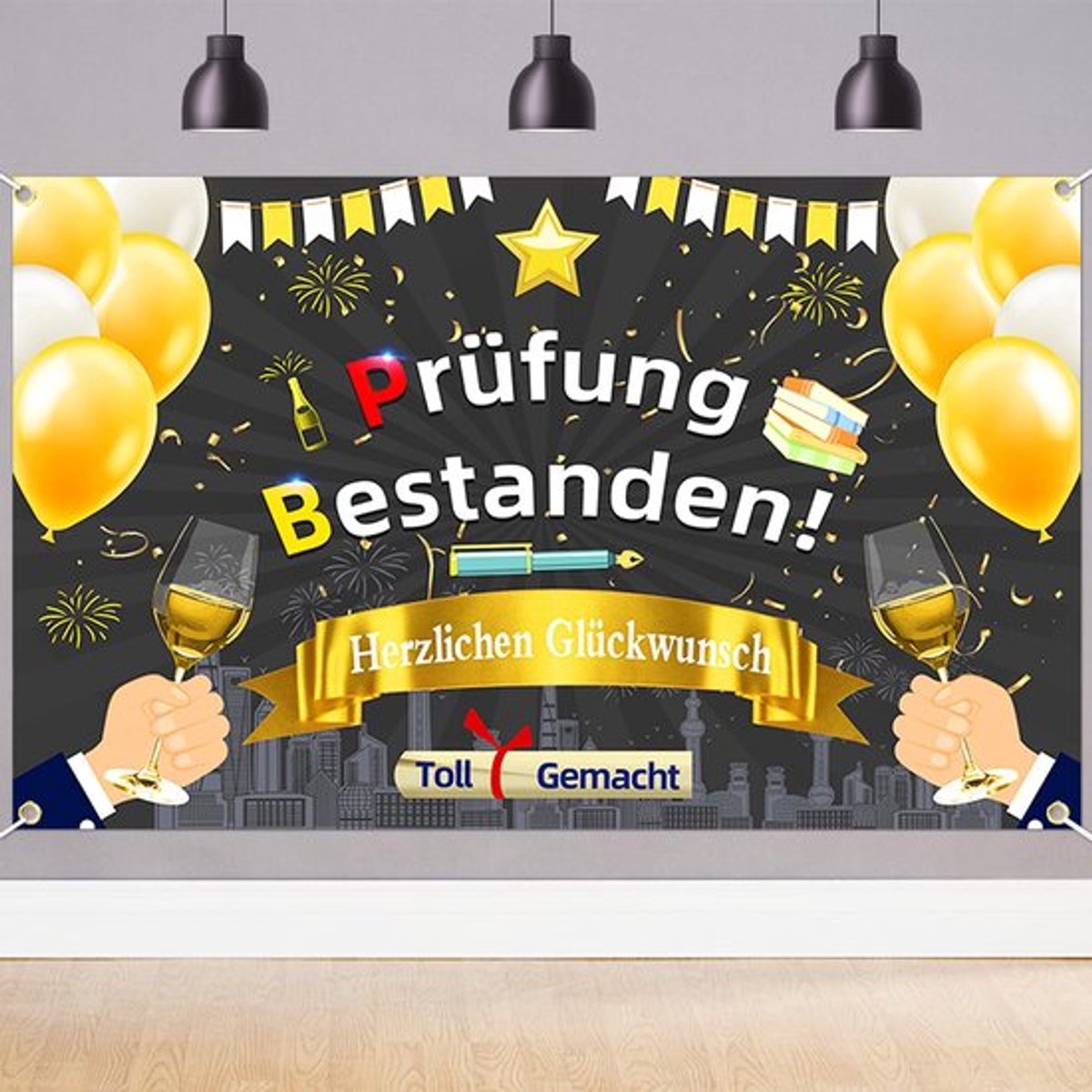 Dailygoody - Afstudeerdecoratie banner - Geslaagd banner - Voor