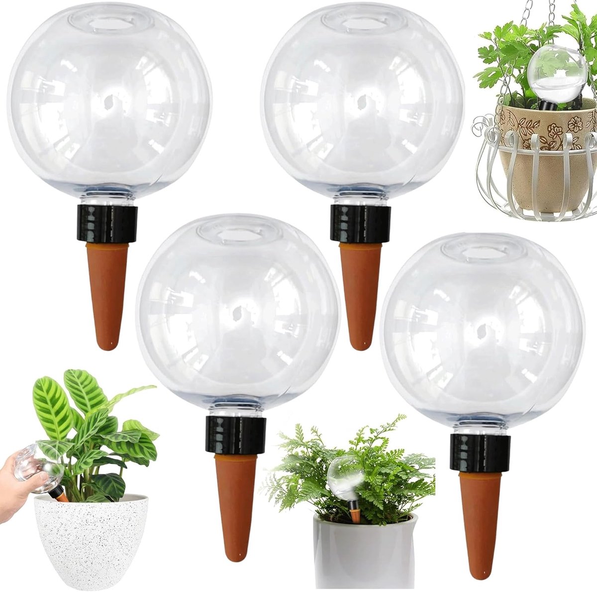 4 stuks irrigatieballen, 500 ml, automatische bewateringsballen voor planten, transparante bewateringsbollen, waterballen voor planten, bewatering van kamer, balkon en tuin