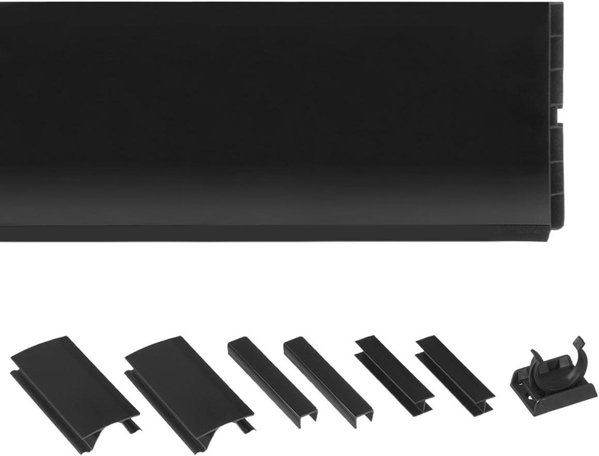 Keukenplint PVC - Meubelplint Plint - Keukenmeubels Beschermen - Met Afdichtingsvleugel - 150 cm Hoog - Zwart Hoogglans