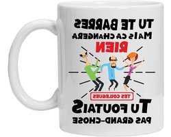 Koffiemok Humor Collega - Grappige Mok - Kantoor Cadeau - Dansende Collega's Afbeelding - 330 Gram - Wit