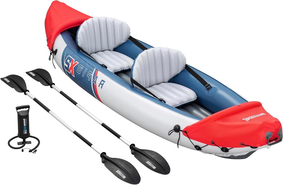 Opblaasbare Kajak - Kajak Set - Watersport Avontuur - Inclusief Peddels en Pomp - 321 x 100 cm - Rood