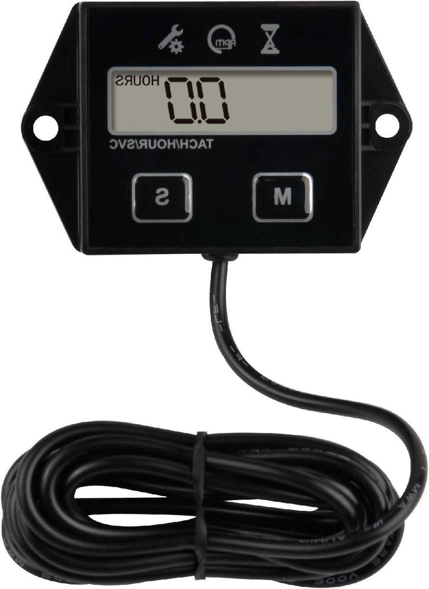 Urenteller Motor - Tachometer Urenteller - Motoronderhoud Bijhouden - Onderhoudsreminder - IP65 Waterdicht - Zwart