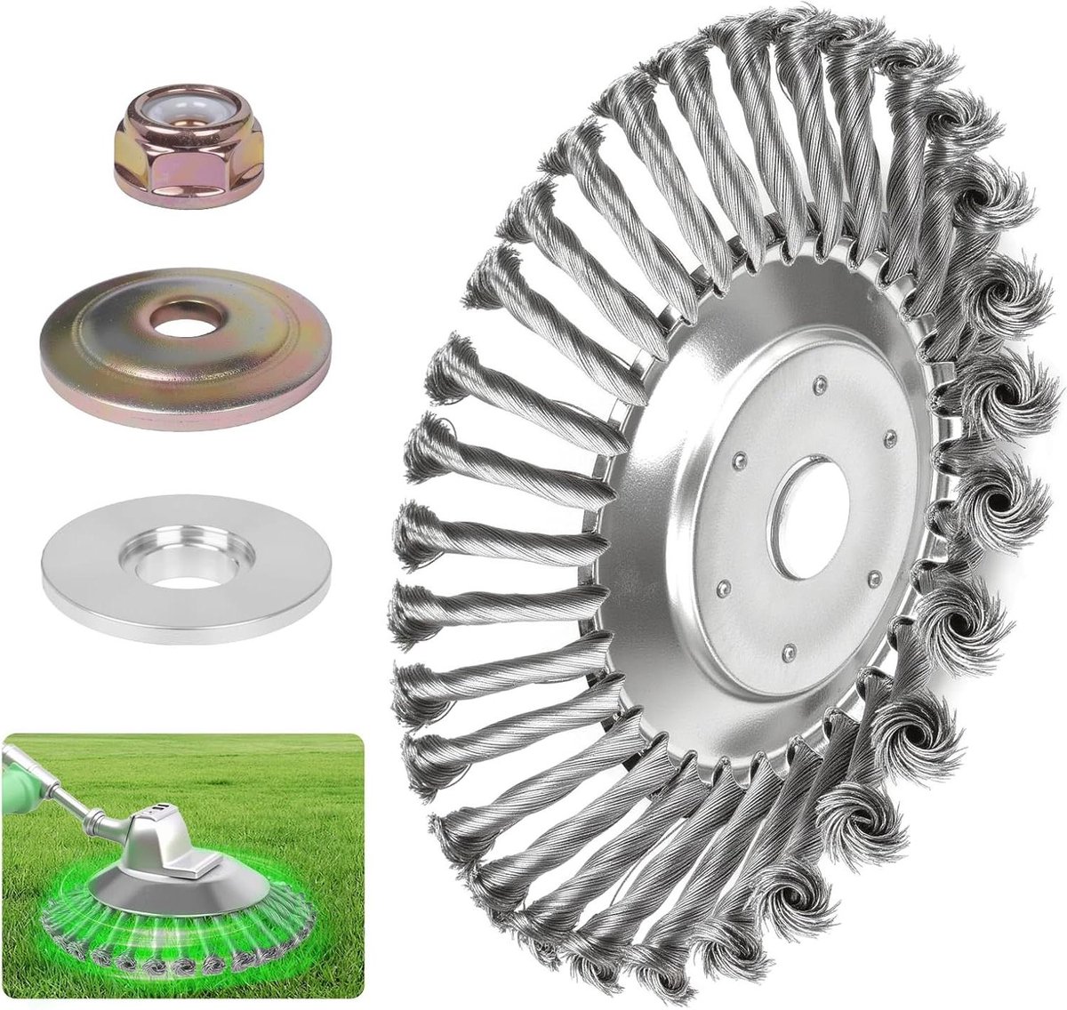 Onkruidborstel - Gazonborstel Wilde Kruidenborstel - Onkruid Verwijderen - Dubbele Afdichting Staaldraad - 25.4 mm - Zilver