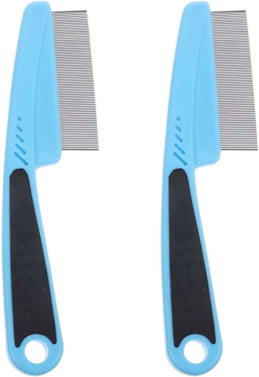 Fijne Tandkam - Rooskam Ontklitter - Haar Verzorgen - Roestvrijstalen Tanden - 18 cm - Blauw