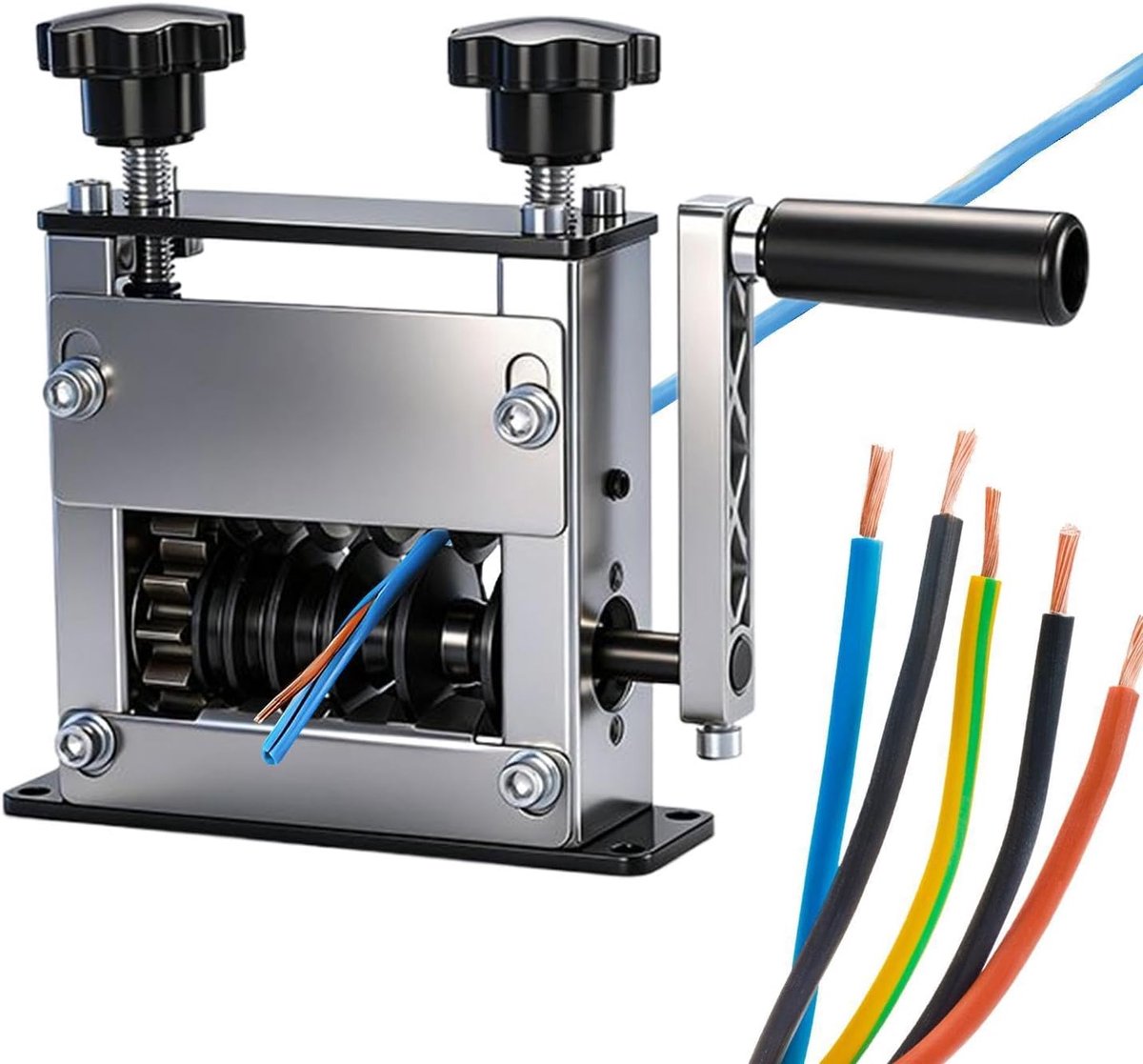 Kabelstripmachine - Draadstripper Koperrecycling - Afvalkabels Strippen - Zesgaats Geleidingsmodel - 1-17 mm - Zilver