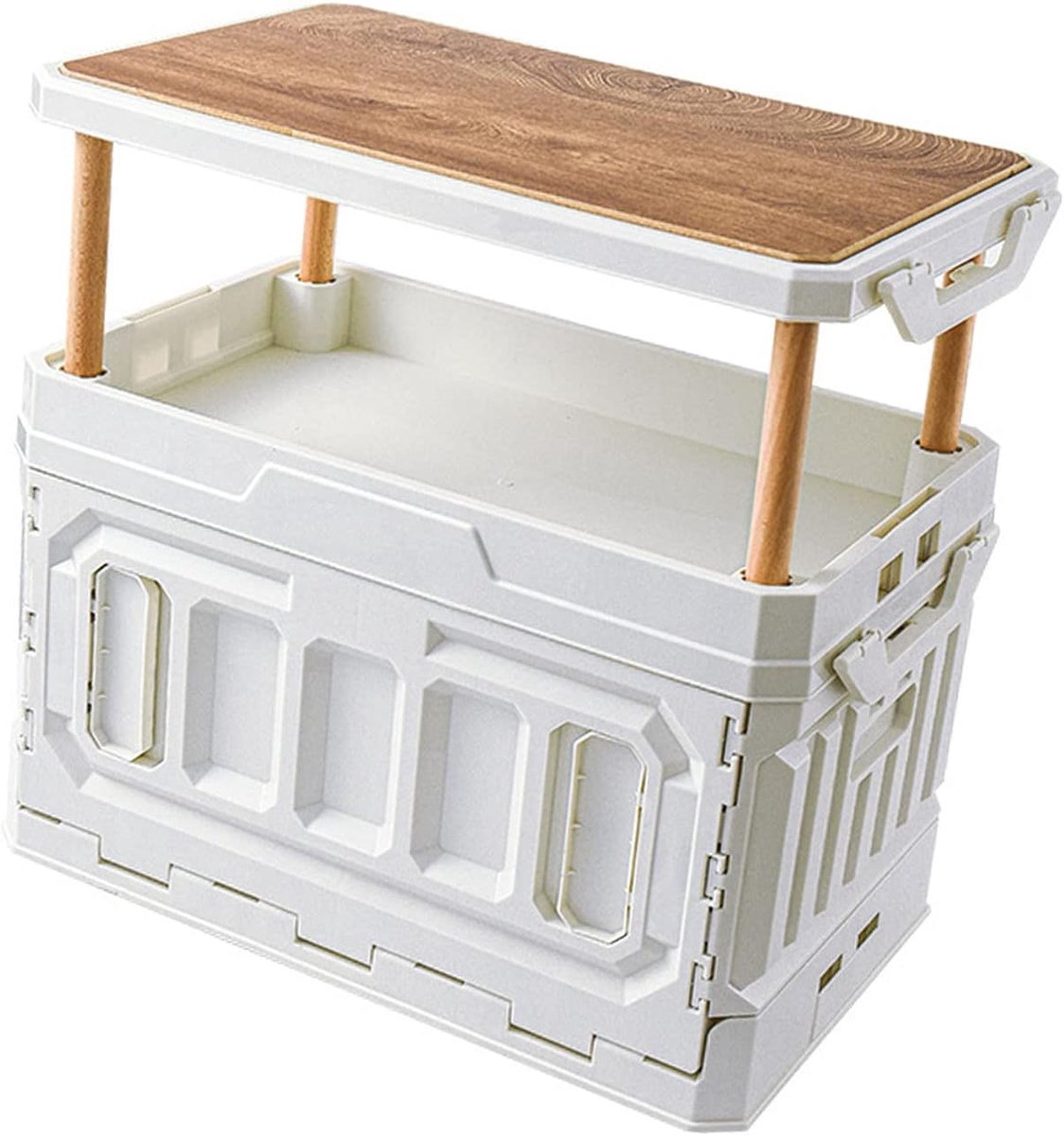 Camping Opbergbox - Opbergkist Vouwbaar - Kampeeruitrusting Opbergen - Stapelbaar en Dubbele Deuren - 65 x 39 x 17 cm