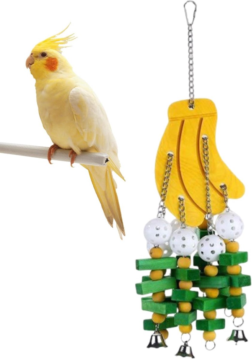 Vogel Voeder Speelgoed - Banaan Ontwerp - Snavel Verzorging - Interactief Bijtspeelgoed - 25x20x10 cm - Multicolor
