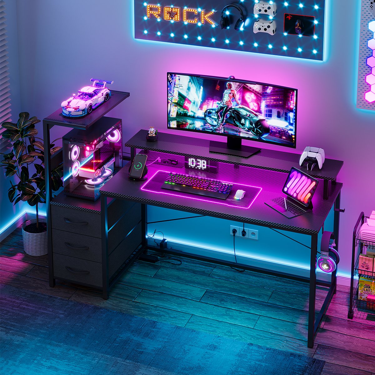 Mihtrov Mihtrov Gaming Bureau LED 150x50 cm - afbeelding 4