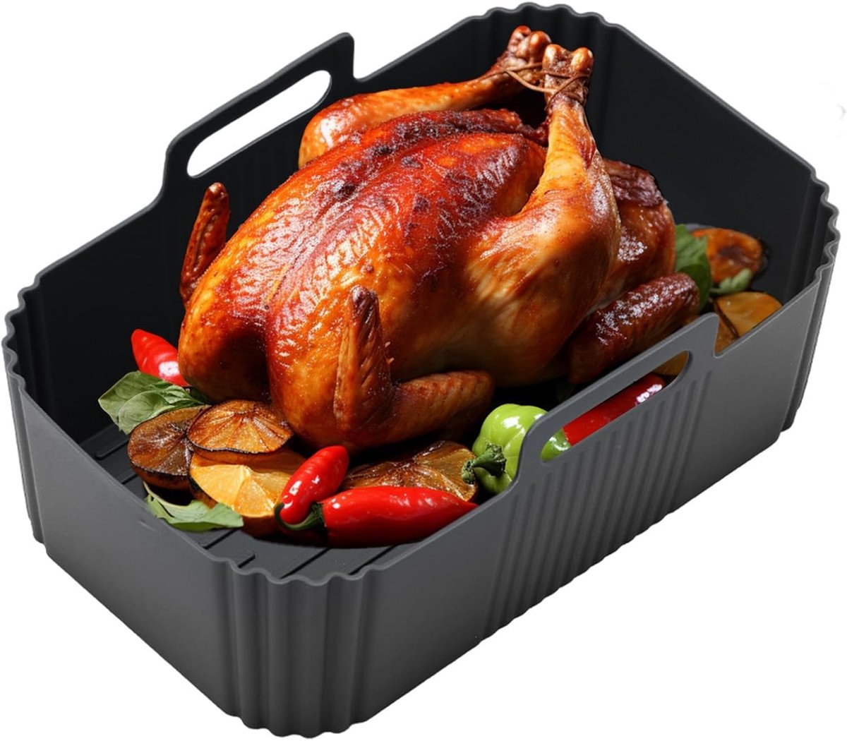 Airfryer Mand Afdekking Siliconen Pan Deksel Gemakkelijk Koken Voorkomt Vlekken 19 x 12 x 6 cm