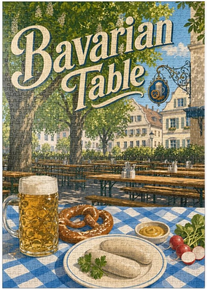 Puzzel Beiers Tafereel - Biergarten Puzzel - Ontspanning Thuis - Hoge Resolutie Print - 1000 Stukjes - Multicolor