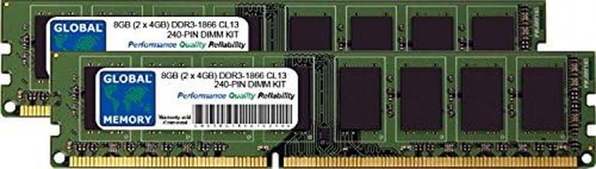 Geheugen RAM Kit - Werkgeheugen Geheugenmodule - PC Upgrade - 1866MHz Snelheid - 8GB Kit (2x4GB) - Groen