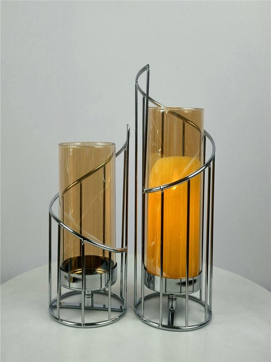 Kaarsenhouder Set - Kandelaar Kaarsenstandaard - Huisdecoratie Creëren - Geometrisch Ijzeren Design - 110x160mm 110x220mm - Goud