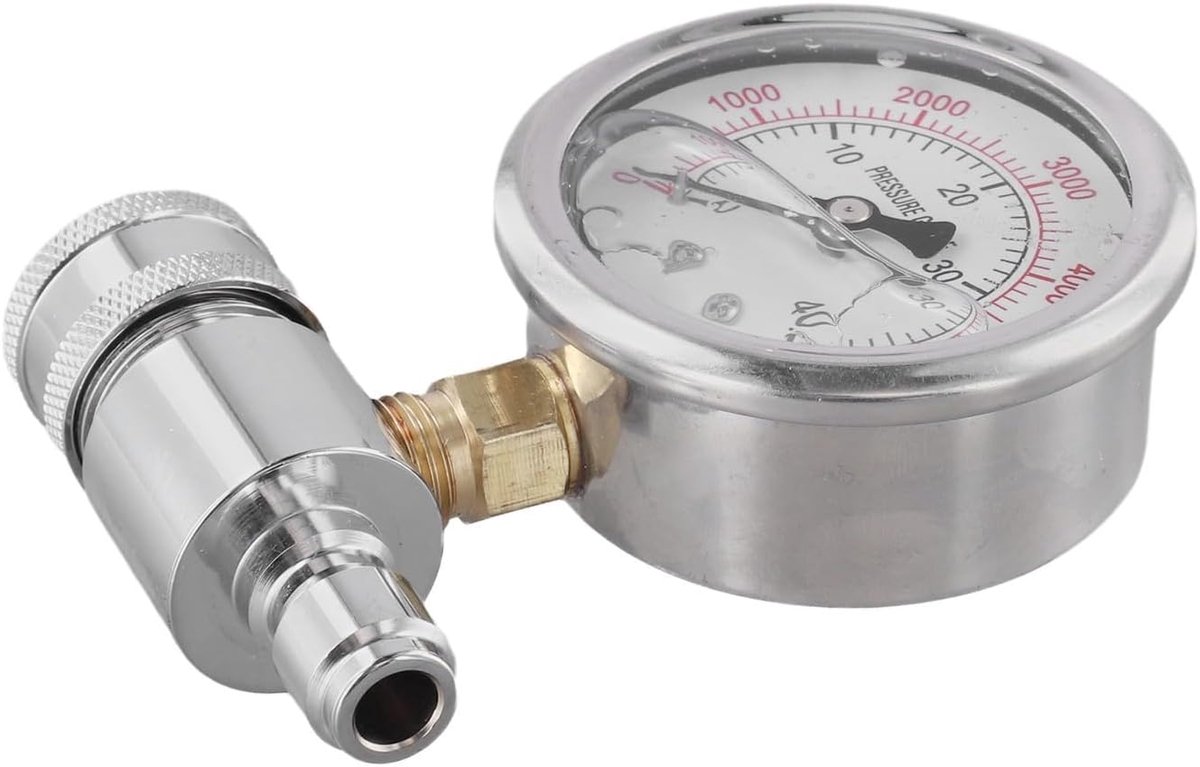 Hogedrukreiniger Manometer - Druk Meter - Auto Wassen - Roestvrij Staal - 6000 psi - Zilver