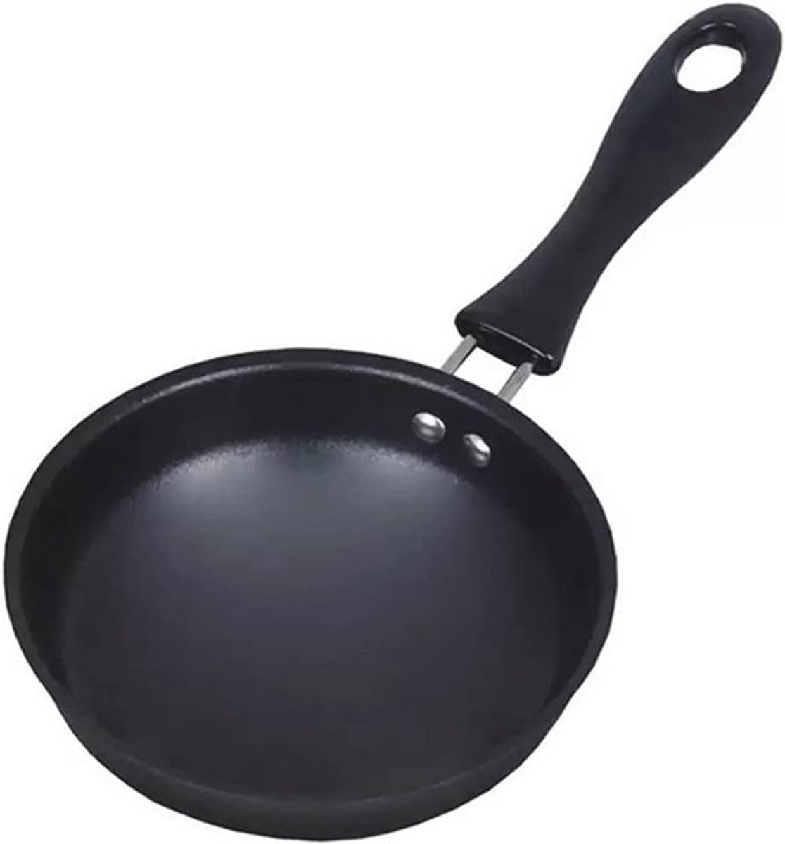 Kleine Antiaanbakpan - Mini Steelpan Gebakken Ei - Ontbijt Bereiden - Gietijzer Gelijkmatig Bakken - 12 cm - Zwart