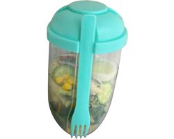 Saladebeker met Vork - Ontbijtcontainer Maaltijdbeker - Lunch Meenemen - Lekvrij Ontwerp - 1000 ml - Wit